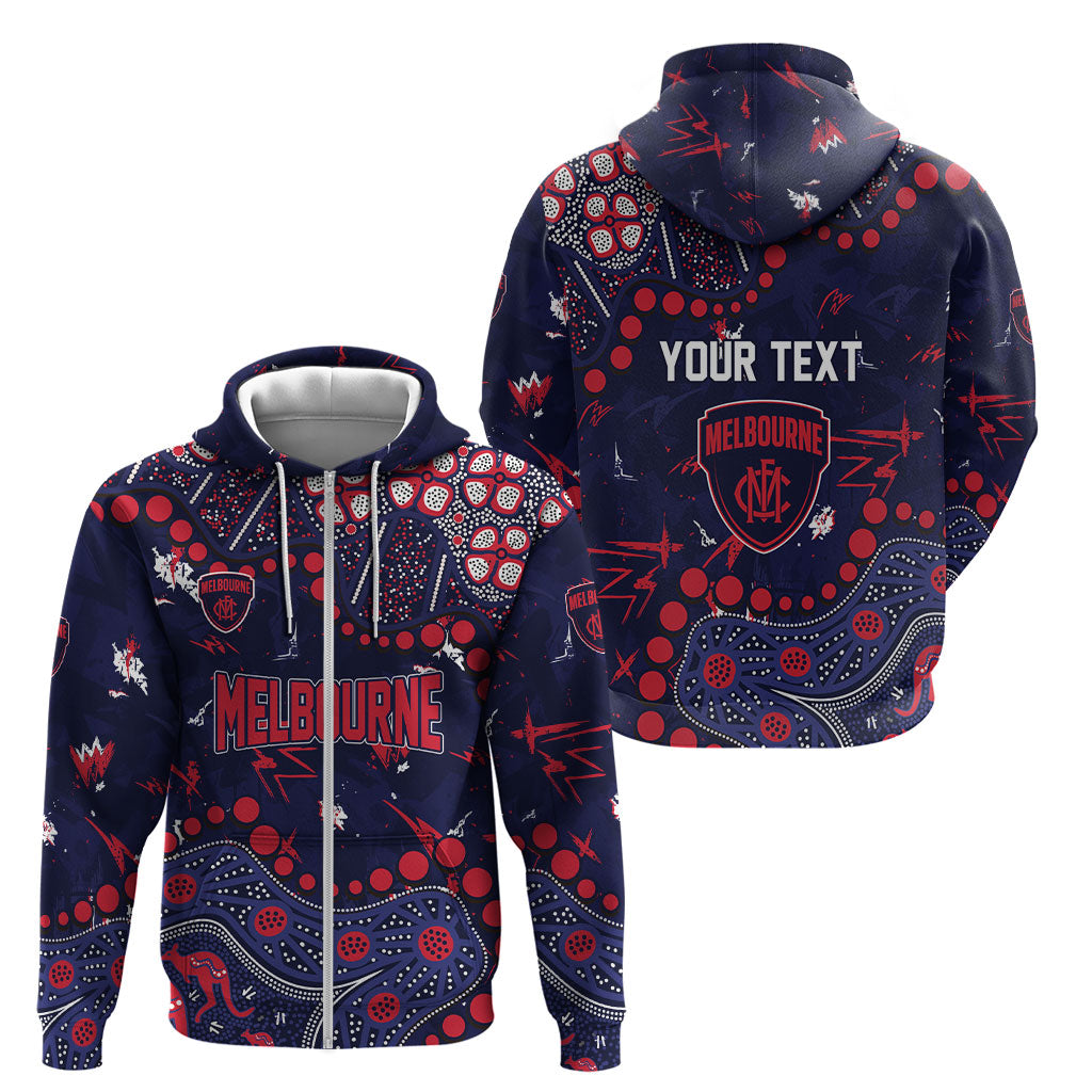 Personalized Melbourne Demons Zip Hoodie Aboriginal Pattern with Graffiti Style