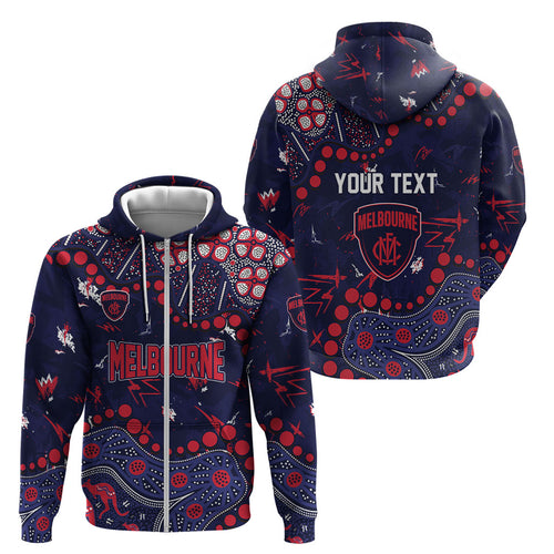 Personalized Melbourne Demons Zip Hoodie Aboriginal Pattern with Graffiti Style