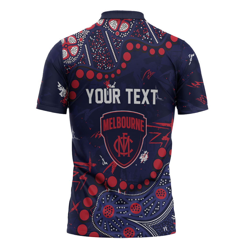 Personalized Melbourne Demons Zipper Polo Shirt Aboriginal Pattern with Graffiti Style