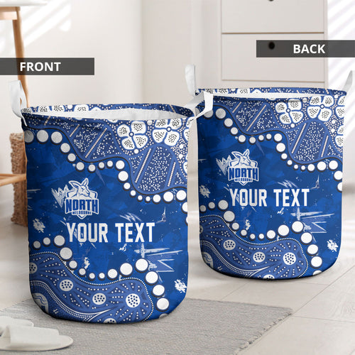 Personalized North Melbourne Kangaroos Laundry Basket Aboriginal Pattern with Graffiti Style