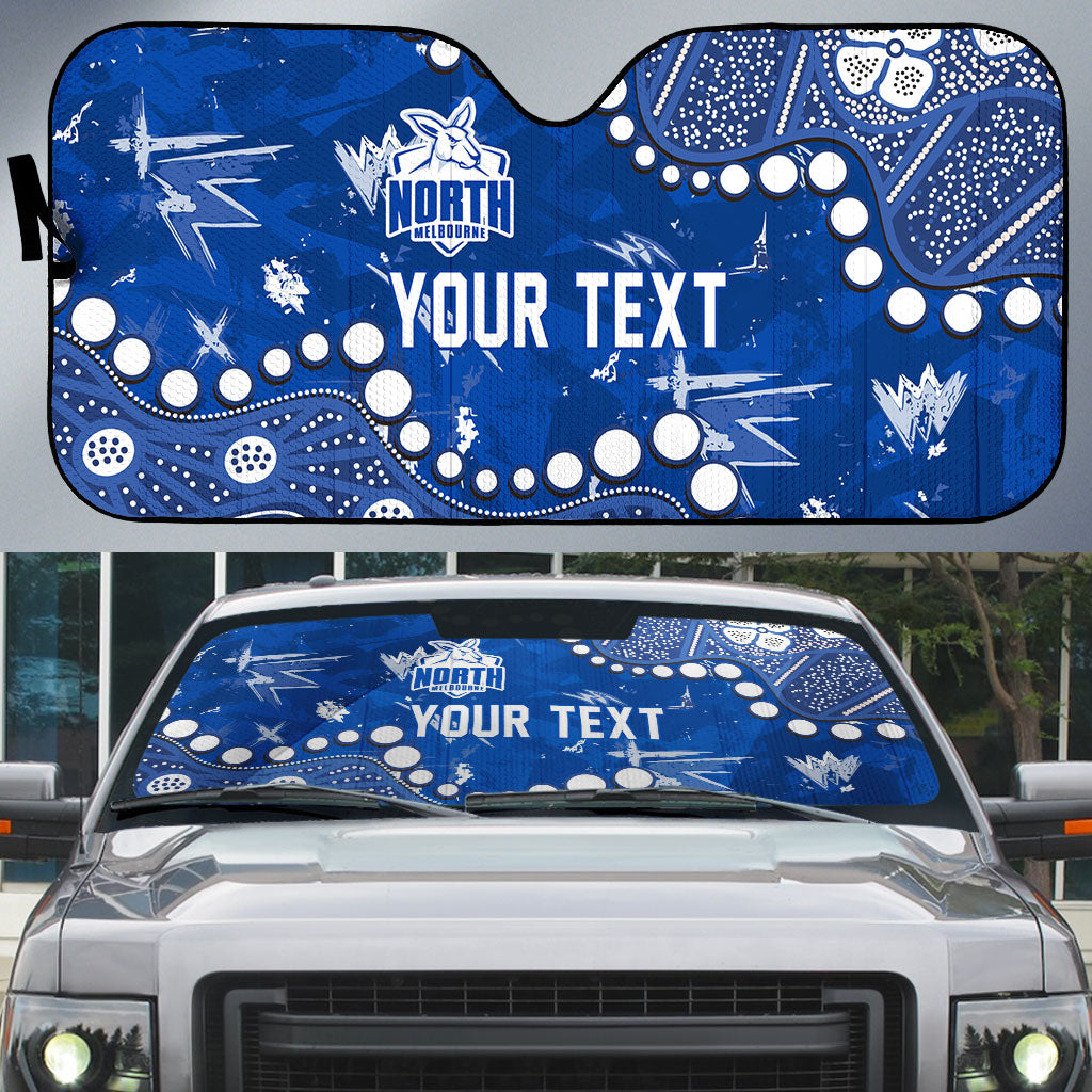 Personalized North Melbourne Kangaroos Auto Sun Shade Aboriginal Pattern with Graffiti Style