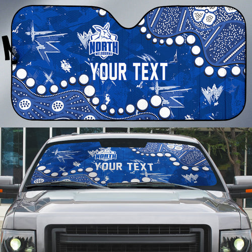 Personalized North Melbourne Kangaroos Auto Sun Shade Aboriginal Pattern with Graffiti Style