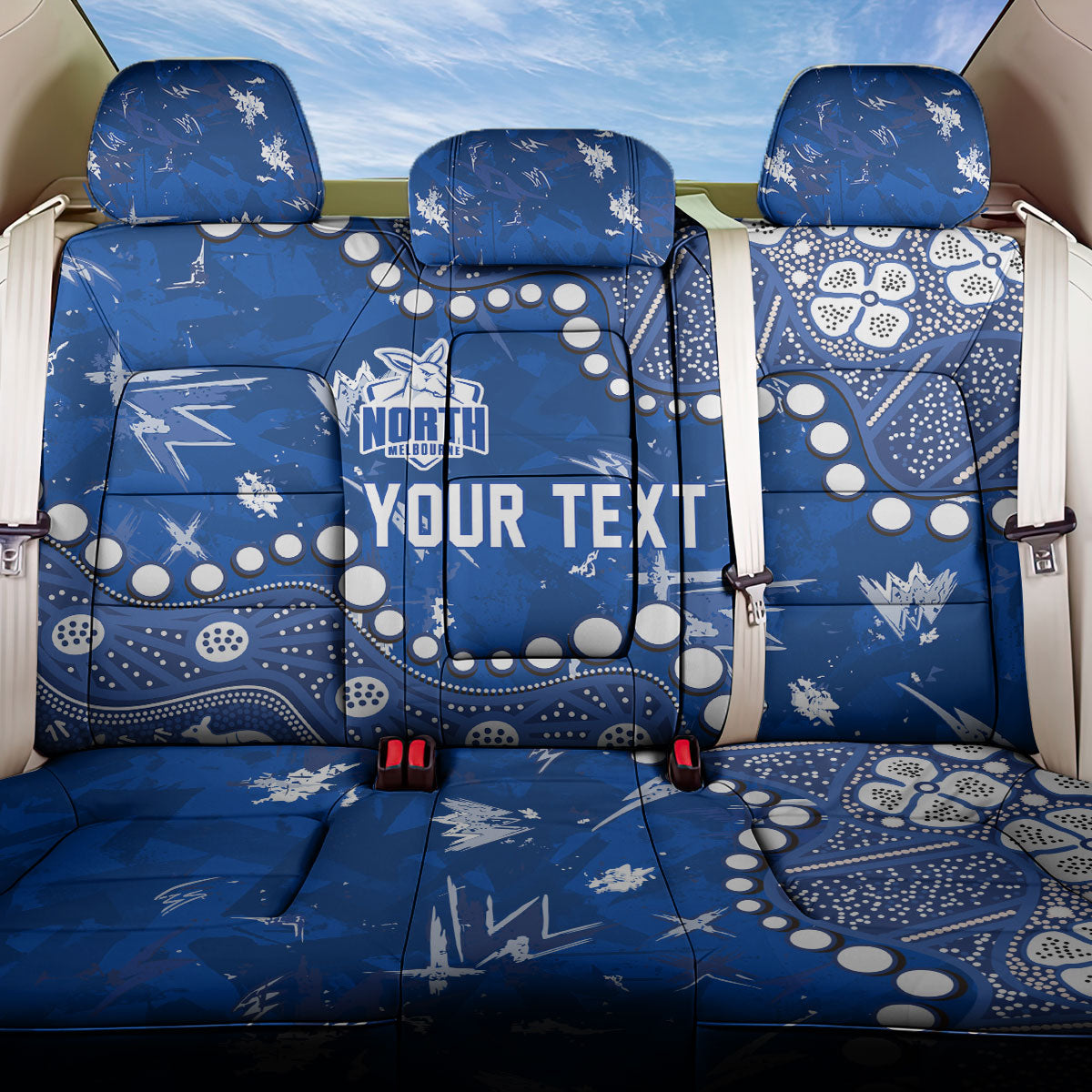 Personalized North Melbourne Kangaroos Back Car Seat Cover Aboriginal Pattern with Graffiti Style
