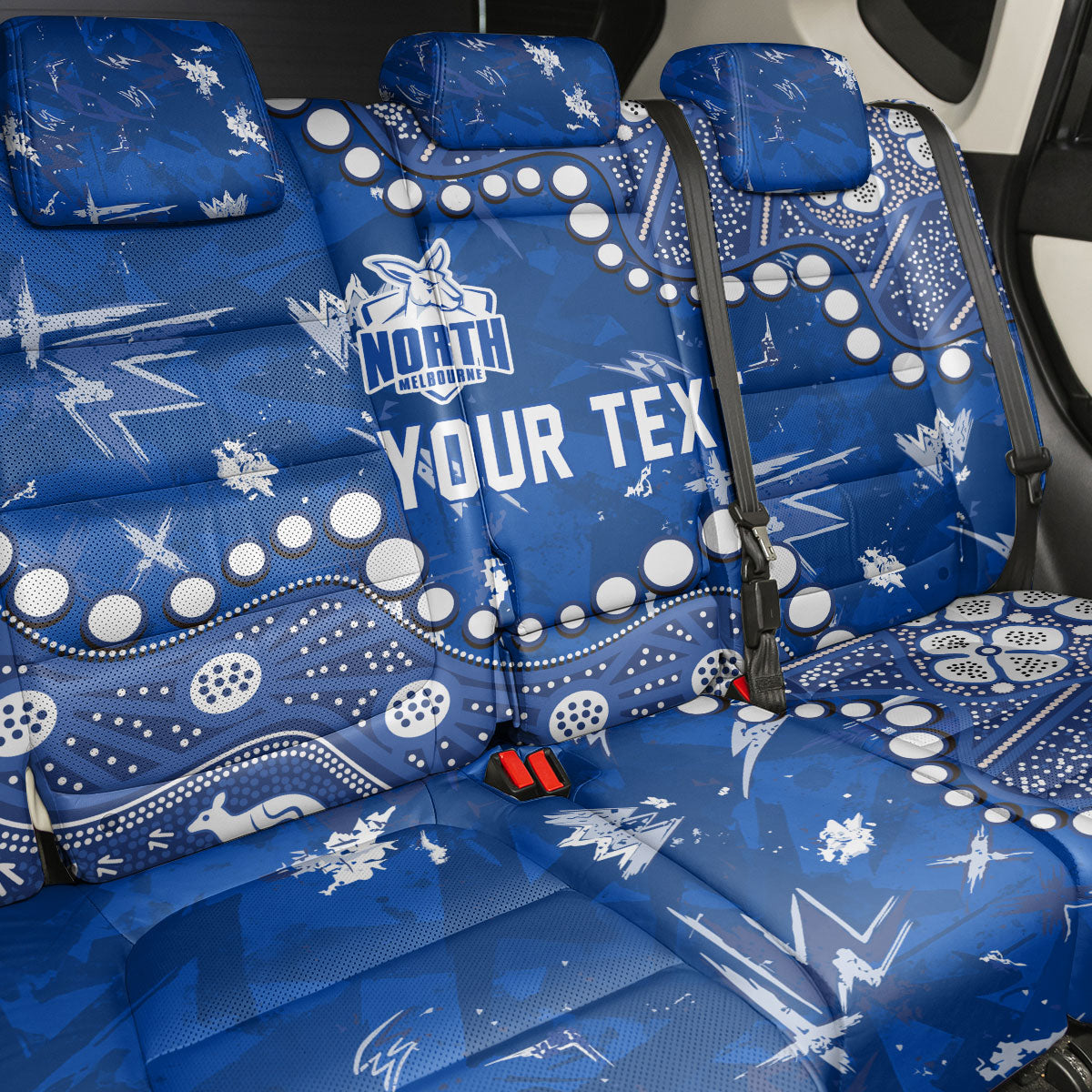 Personalized North Melbourne Kangaroos Back Car Seat Cover Aboriginal Pattern with Graffiti Style