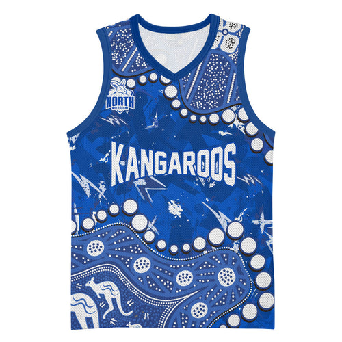 Personalized North Melbourne Kangaroos Basketball Jersey Aboriginal Pattern with Graffiti Style