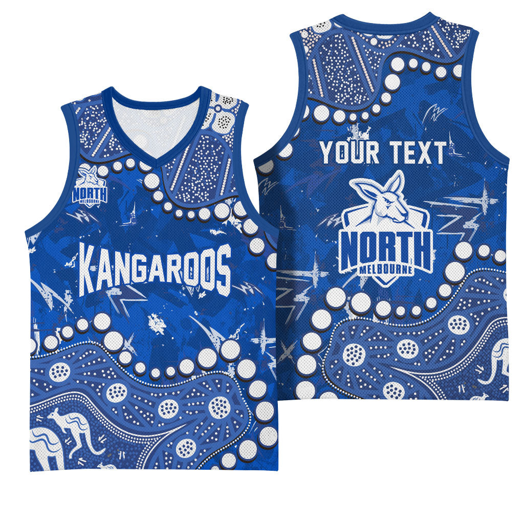 Personalized North Melbourne Kangaroos Basketball Jersey Aboriginal Pattern with Graffiti Style