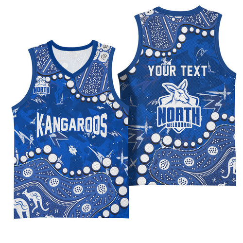 Personalized North Melbourne Kangaroos Basketball Jersey Aboriginal Pattern with Graffiti Style