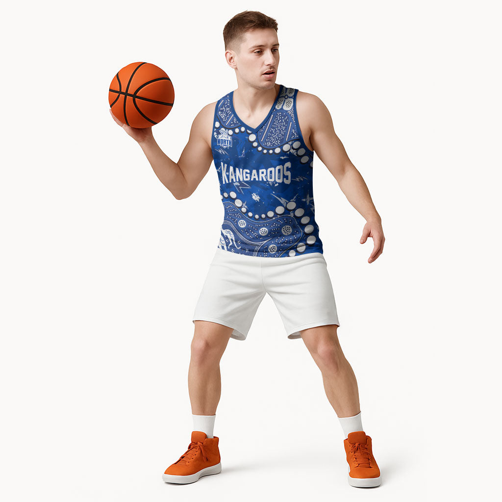 Personalized North Melbourne Kangaroos Basketball Jersey Aboriginal Pattern with Graffiti Style
