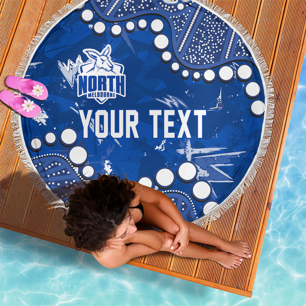 Personalized North Melbourne Kangaroos Beach Blanket Aboriginal Pattern with Graffiti Style
