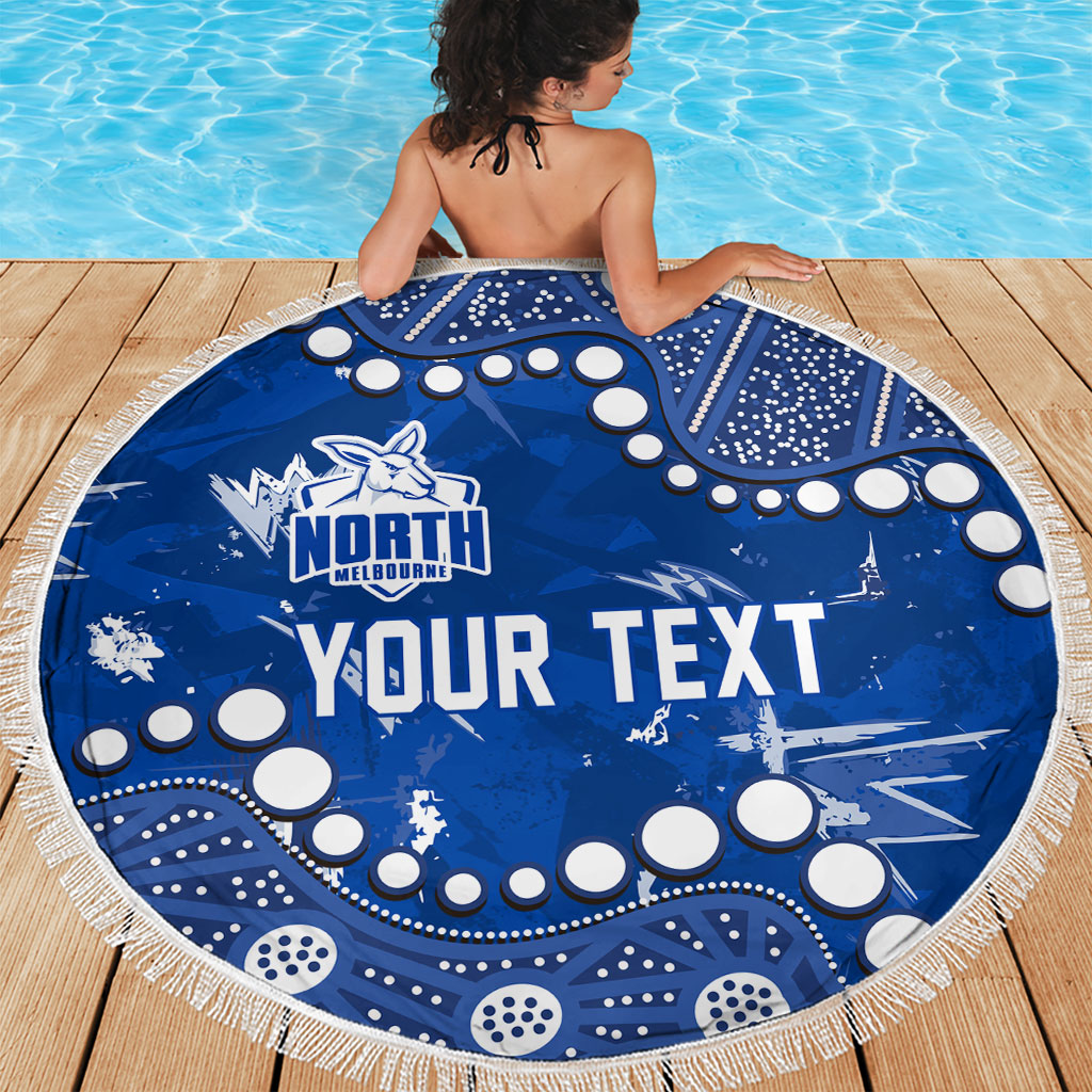 Personalized North Melbourne Kangaroos Beach Blanket Aboriginal Pattern with Graffiti Style