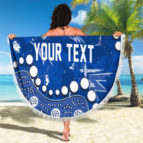 Personalized North Melbourne Kangaroos Beach Blanket Aboriginal Pattern with Graffiti Style