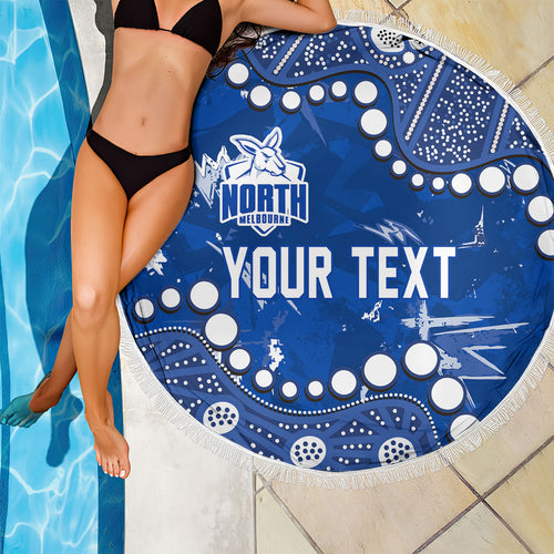 Personalized North Melbourne Kangaroos Beach Blanket Aboriginal Pattern with Graffiti Style