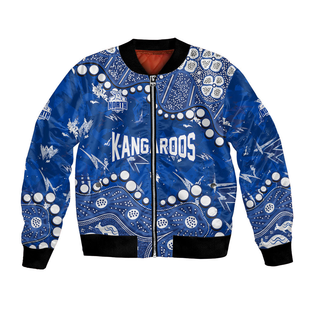 Personalized North Melbourne Kangaroos Bomber Jacket Aboriginal Pattern with Graffiti Style