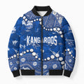Personalized North Melbourne Kangaroos Bomber Puffer Jacket Aboriginal Pattern with Graffiti Style