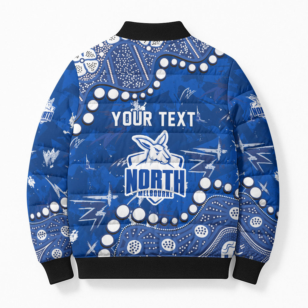 Personalized North Melbourne Kangaroos Bomber Puffer Jacket Aboriginal Pattern with Graffiti Style