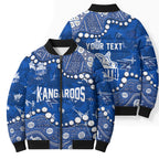 Personalized North Melbourne Kangaroos Bomber Puffer Jacket Aboriginal Pattern with Graffiti Style