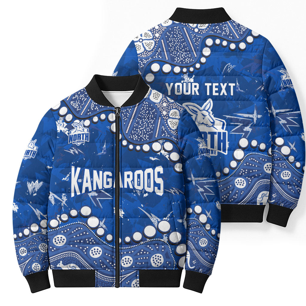 Personalized North Melbourne Kangaroos Bomber Puffer Jacket Aboriginal Pattern with Graffiti Style