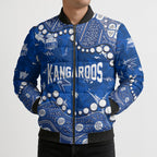 Personalized North Melbourne Kangaroos Bomber Puffer Jacket Aboriginal Pattern with Graffiti Style