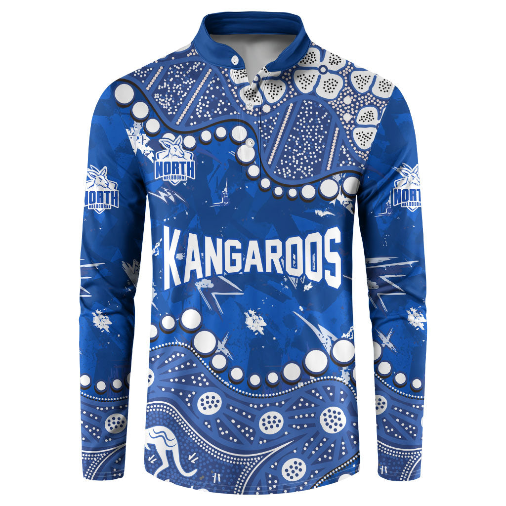 Personalized North Melbourne Kangaroos Button Sweatshirt Aboriginal Pattern with Graffiti Style
