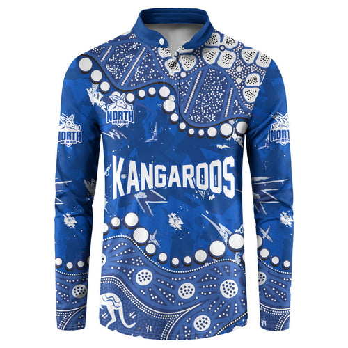 Personalized North Melbourne Kangaroos Button Sweatshirt Aboriginal Pattern with Graffiti Style