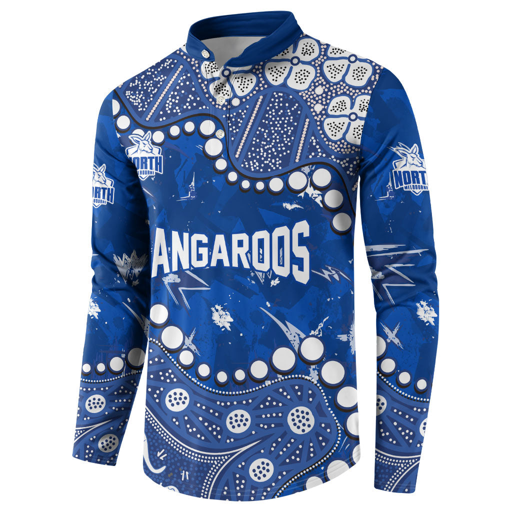 Personalized North Melbourne Kangaroos Button Sweatshirt Aboriginal Pattern with Graffiti Style