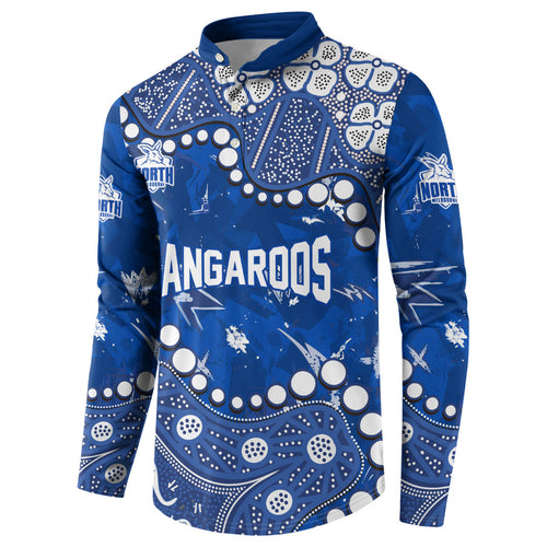 Personalized North Melbourne Kangaroos Button Sweatshirt Aboriginal Pattern with Graffiti Style