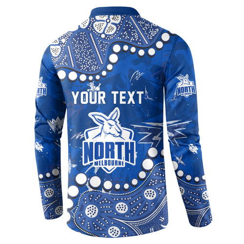 Personalized North Melbourne Kangaroos Button Sweatshirt Aboriginal Pattern with Graffiti Style
