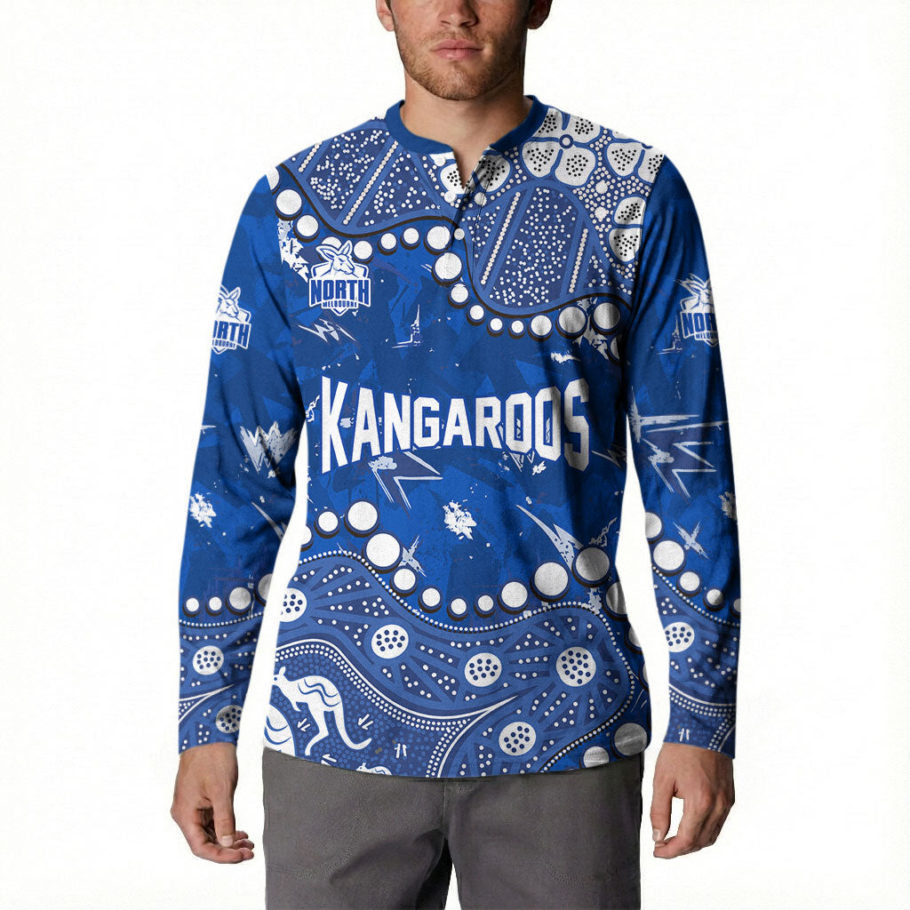 Personalized North Melbourne Kangaroos Button Sweatshirt Aboriginal Pattern with Graffiti Style