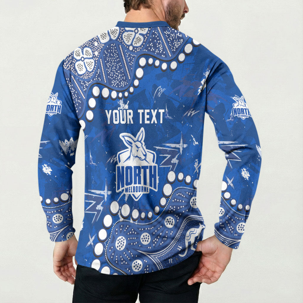 Personalized North Melbourne Kangaroos Button Sweatshirt Aboriginal Pattern with Graffiti Style