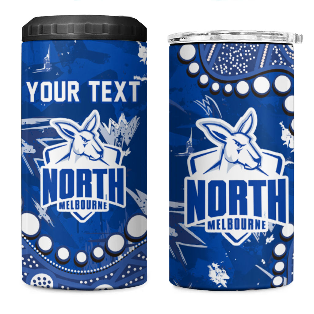 Personalized North Melbourne Kangaroos 4 in 1 Can Cooler Tumbler Aboriginal Pattern with Graffiti Style