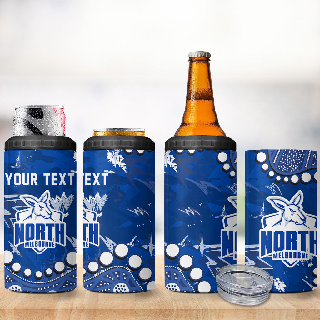 Personalized North Melbourne Kangaroos 4 in 1 Can Cooler Tumbler Aboriginal Pattern with Graffiti Style