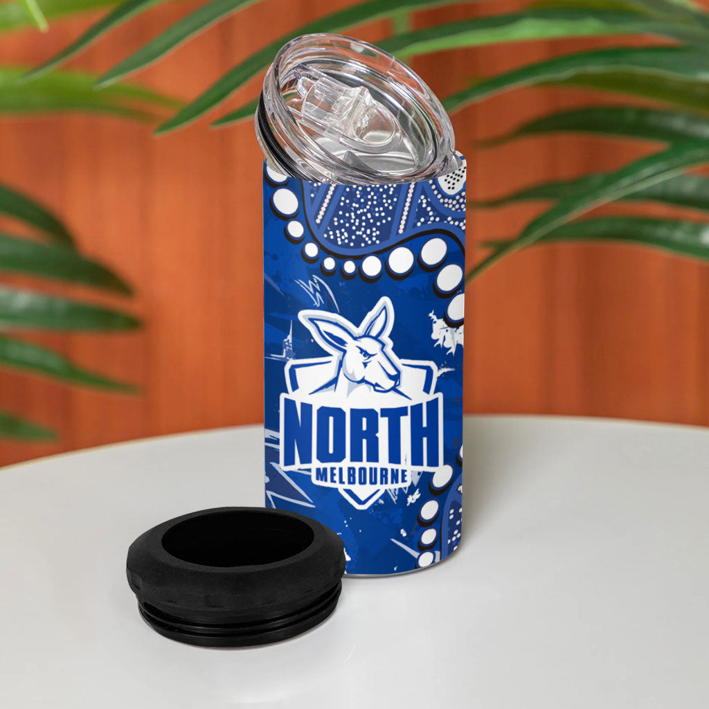 Personalized North Melbourne Kangaroos 4 in 1 Can Cooler Tumbler Aboriginal Pattern with Graffiti Style