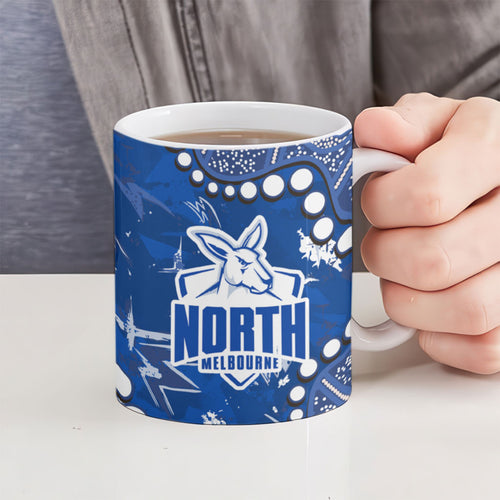 Personalized North Melbourne Kangaroos Ceramic Mug Aboriginal Pattern with Graffiti Style
