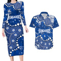 Personalized North Melbourne Kangaroos Couples Matching Long Sleeve Bodycon Dress and Hawaiian Shirt Aboriginal Pattern with Graffiti Style