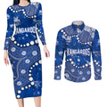 Personalized North Melbourne Kangaroos Couples Matching Long Sleeve Bodycon Dress and Long Sleeve Button Shirt Aboriginal Pattern with Graffiti Style