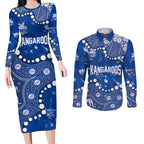 Personalized North Melbourne Kangaroos Couples Matching Long Sleeve Bodycon Dress and Long Sleeve Button Shirt Aboriginal Pattern with Graffiti Style