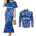 Personalized North Melbourne Kangaroos Couples Matching Mermaid Dress and Long Sleeve Button Shirt Aboriginal Pattern with Graffiti Style