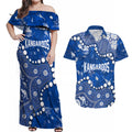 Personalized North Melbourne Kangaroos Couples Matching Off Shoulder Maxi Dress and Hawaiian Shirt Aboriginal Pattern with Graffiti Style