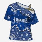 Personalized North Melbourne Kangaroos Cross Shoulder Shirt Aboriginal Pattern with Graffiti Style