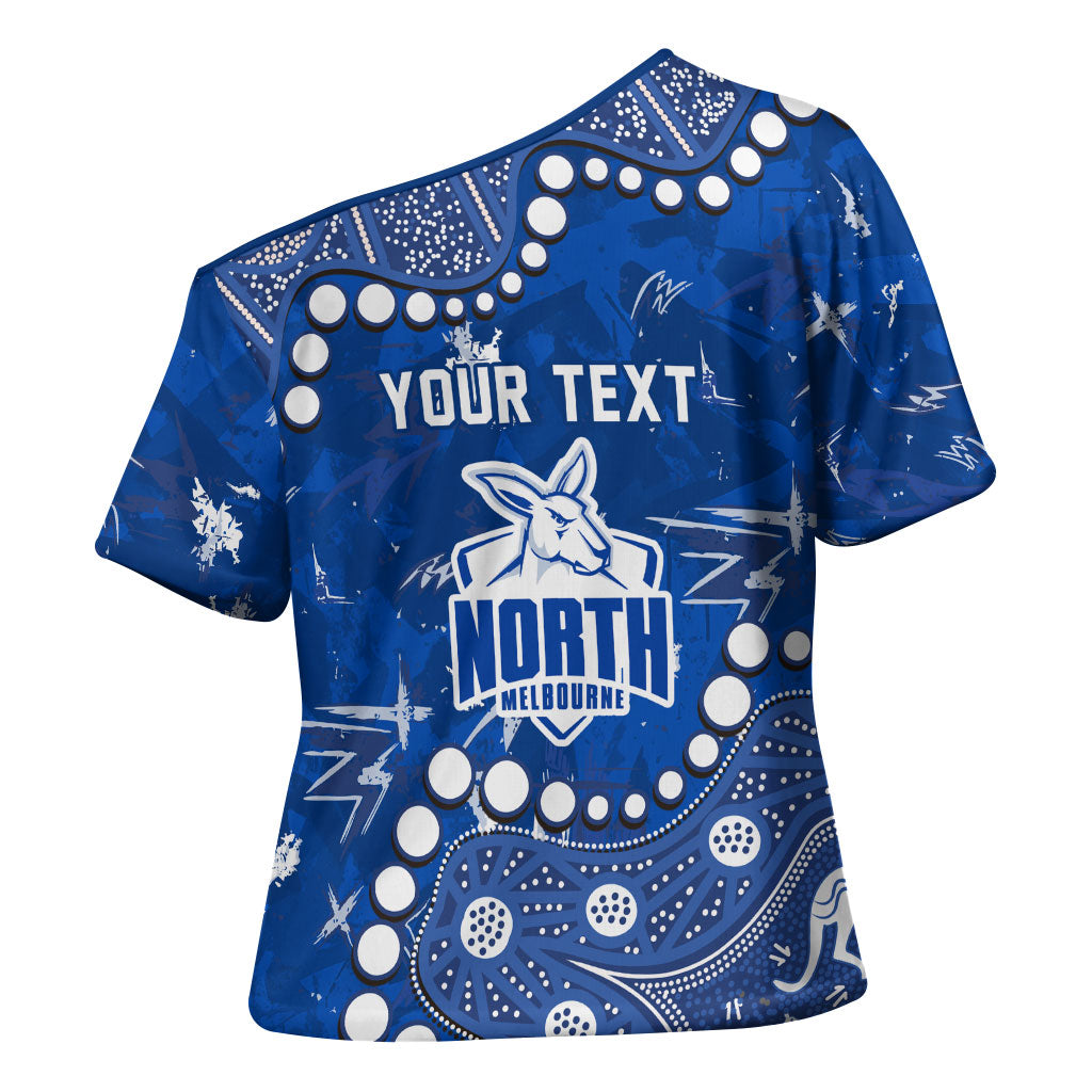 Personalized North Melbourne Kangaroos Cross Shoulder Shirt Aboriginal Pattern with Graffiti Style