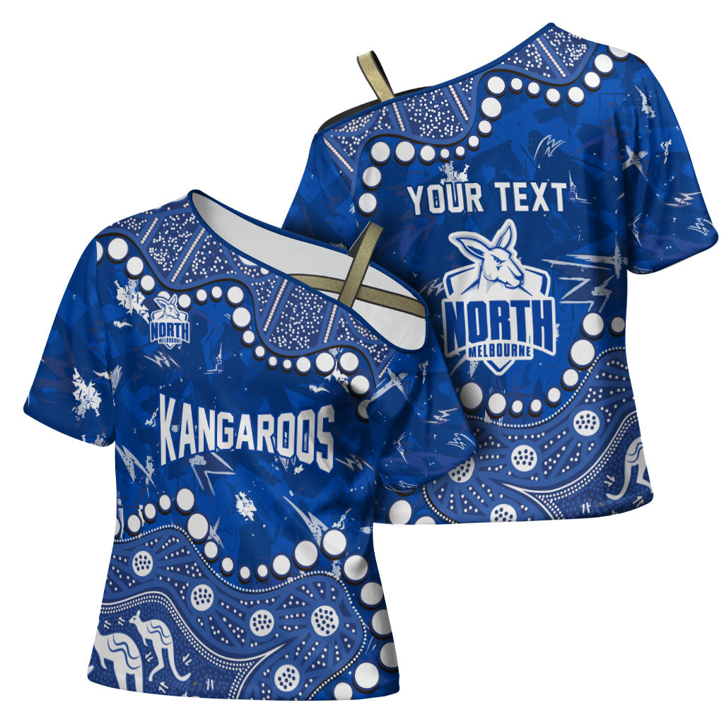 Personalized North Melbourne Kangaroos Cross Shoulder Shirt Aboriginal Pattern with Graffiti Style