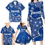 Personalized North Melbourne Kangaroos Family Matching Long Sleeve Bodycon Dress and Hawaiian Shirt Aboriginal Pattern with Graffiti Style