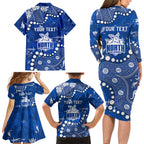 Personalized North Melbourne Kangaroos Family Matching Long Sleeve Bodycon Dress and Hawaiian Shirt Aboriginal Pattern with Graffiti Style