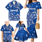 Personalized North Melbourne Kangaroos Family Matching Mermaid Dress and Hawaiian Shirt Aboriginal Pattern with Graffiti Style