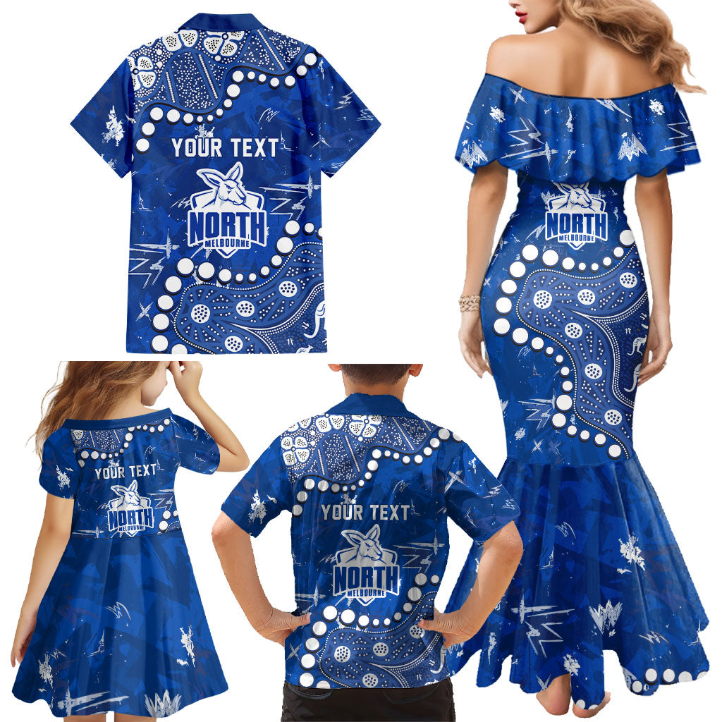 Personalized North Melbourne Kangaroos Family Matching Mermaid Dress and Hawaiian Shirt Aboriginal Pattern with Graffiti Style