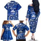 Personalized North Melbourne Kangaroos Family Matching Off The Shoulder Long Sleeve Dress and Hawaiian Shirt Aboriginal Pattern with Graffiti Style