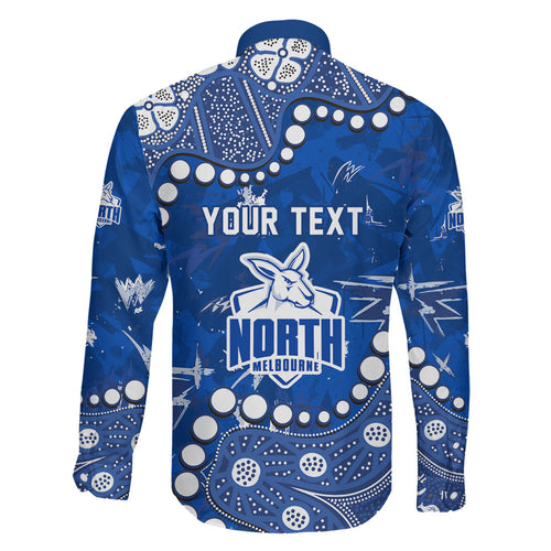 Personalized North Melbourne Kangaroos Family Matching Off Shoulder Maxi Dress and Hawaiian Shirt Aboriginal Pattern with Graffiti Style