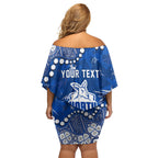 Personalized North Melbourne Kangaroos Family Matching Off Shoulder Short Dress and Hawaiian Shirt Aboriginal Pattern with Graffiti Style