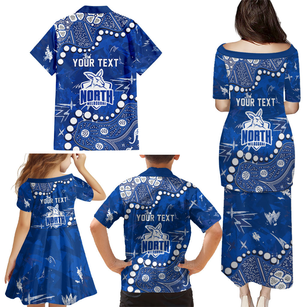 Personalized North Melbourne Kangaroos Family Matching Puletasi and Hawaiian Shirt Aboriginal Pattern with Graffiti Style