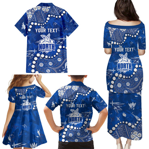 Personalized North Melbourne Kangaroos Family Matching Puletasi and Hawaiian Shirt Aboriginal Pattern with Graffiti Style